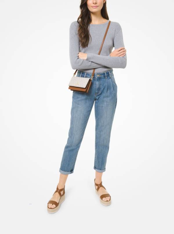 Damske Spojková Taška Michael Kors Jet Set Small Logo Smartphone Convertible Hnedožltý Hnede - Kabelky Michael Kors Obchod | GSNTH-3169